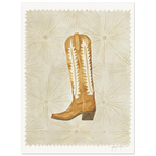 Starburst Boot by Texas artist Jenny Wagner. Features a classic western boot with metallic tones and starburst background