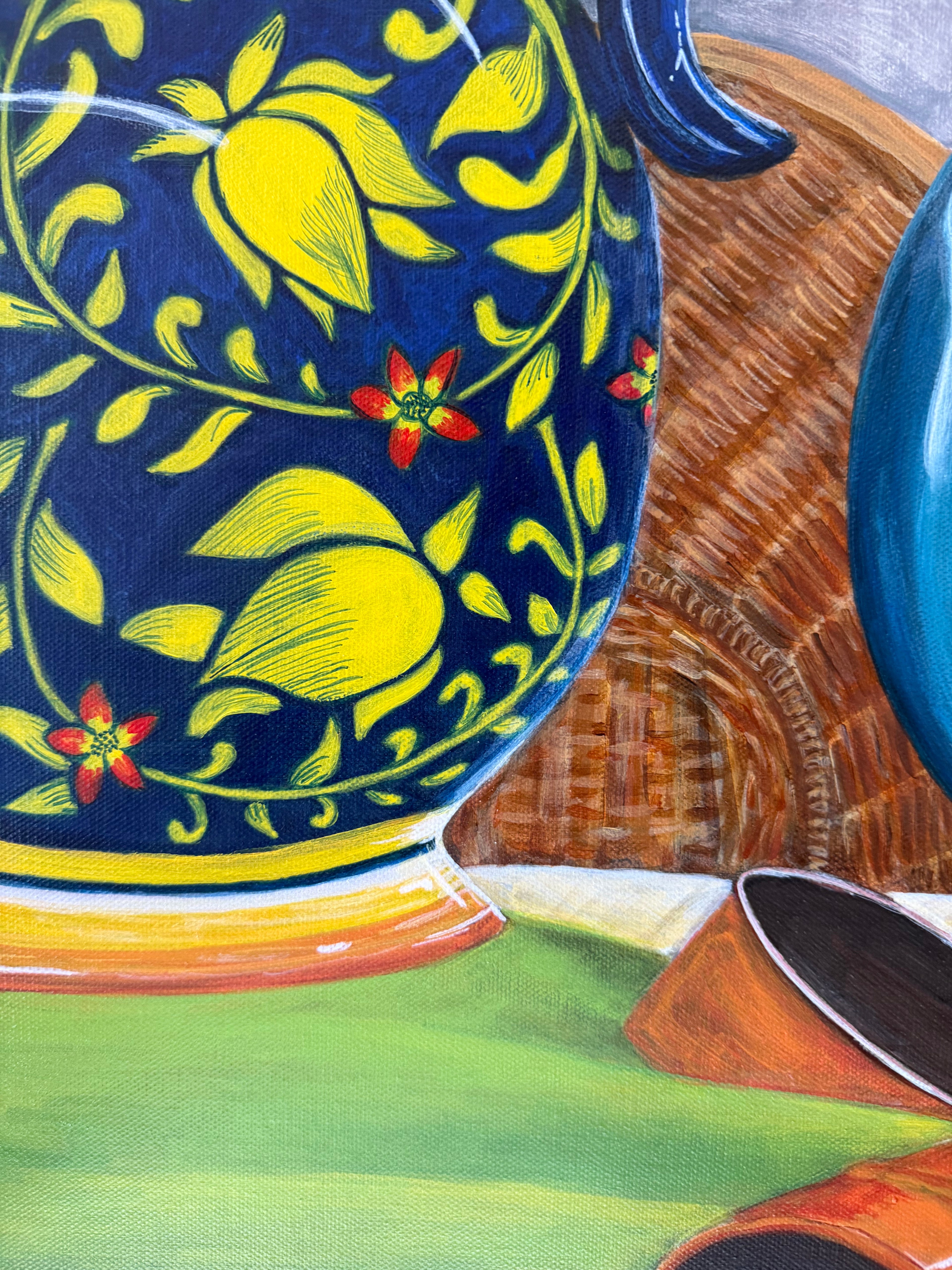 Close up of still life showcasing the light and shadows