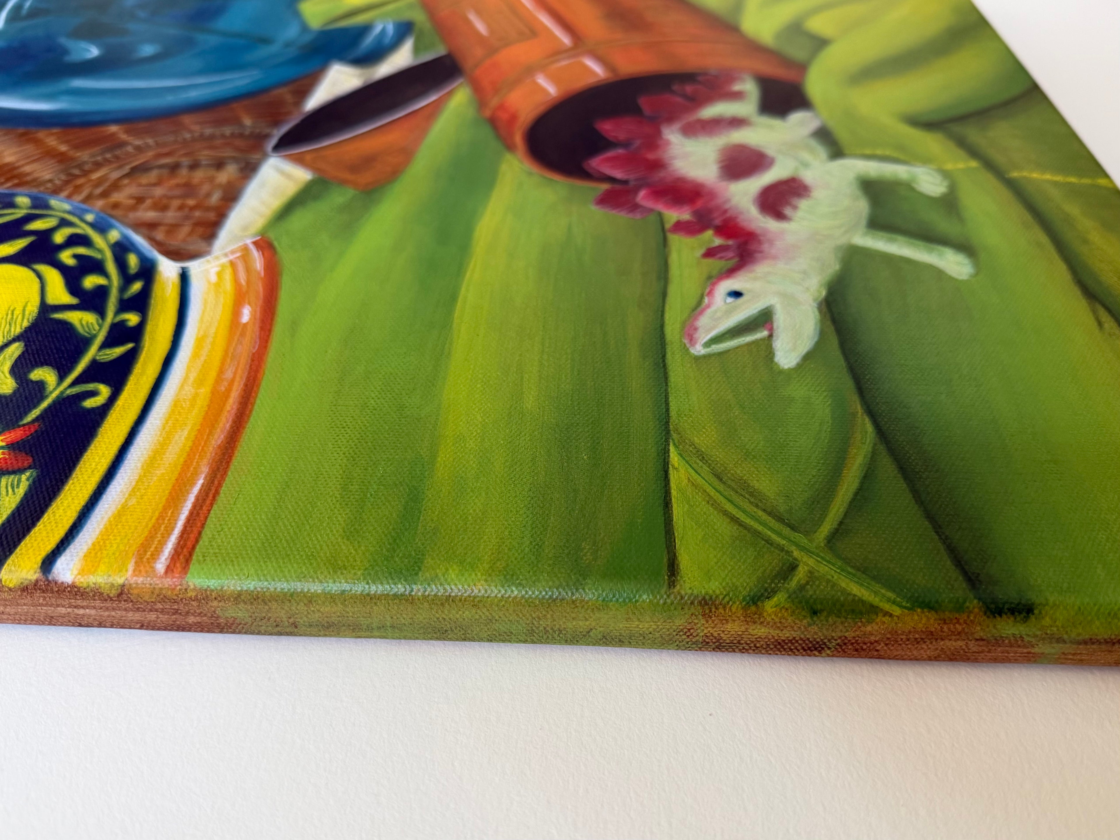 Side view of the gallery-wrapped canvas in the Jenny Wagner Studio original acrylic painting