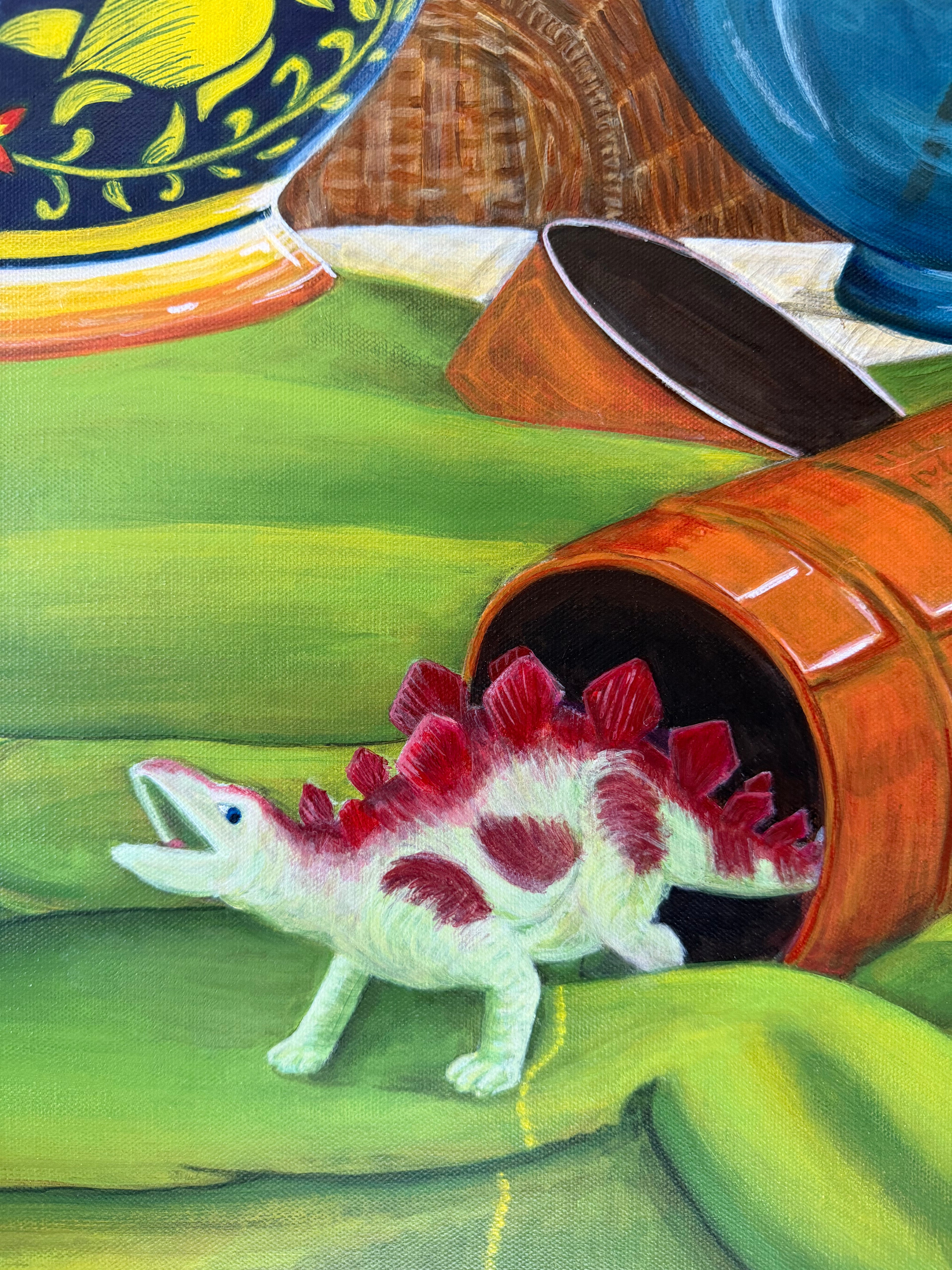 Close-up of dinosaur in Jenny Wagner Studio original still life