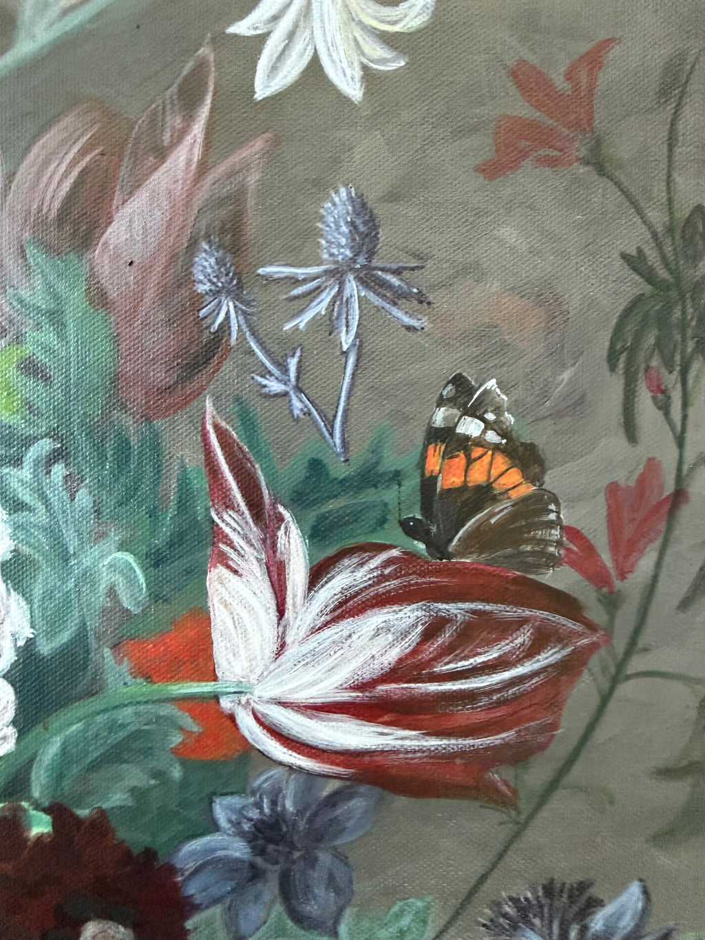 Close-up of floral composition with a butterfly by Jenny Wagner Studio