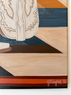 Close up on signature on Southwestern inspired painting by Jenny Wagner Studio
