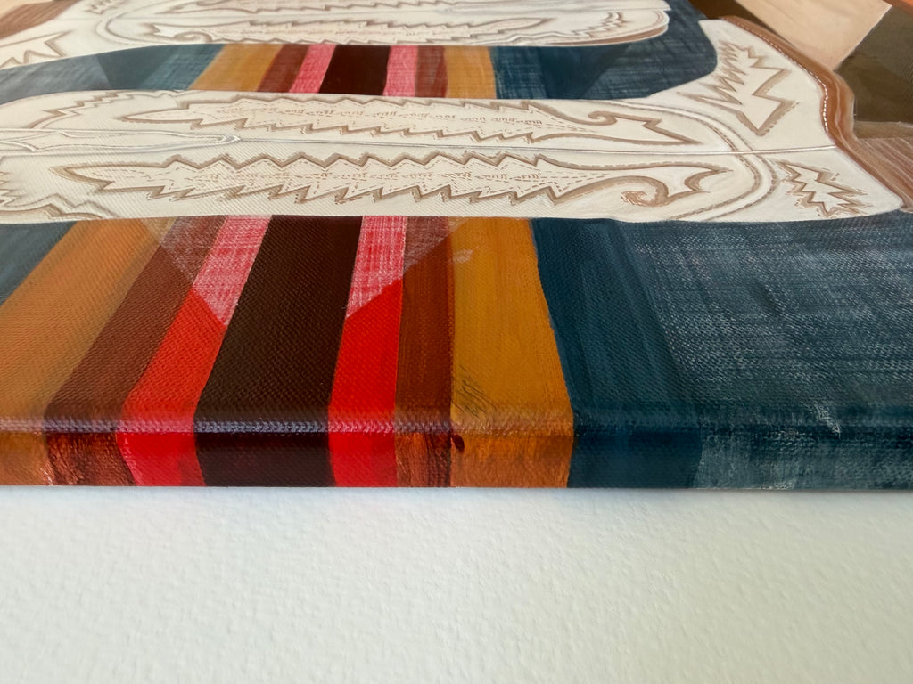 View of the side of Canvas with Acrylic Paint wrapped around