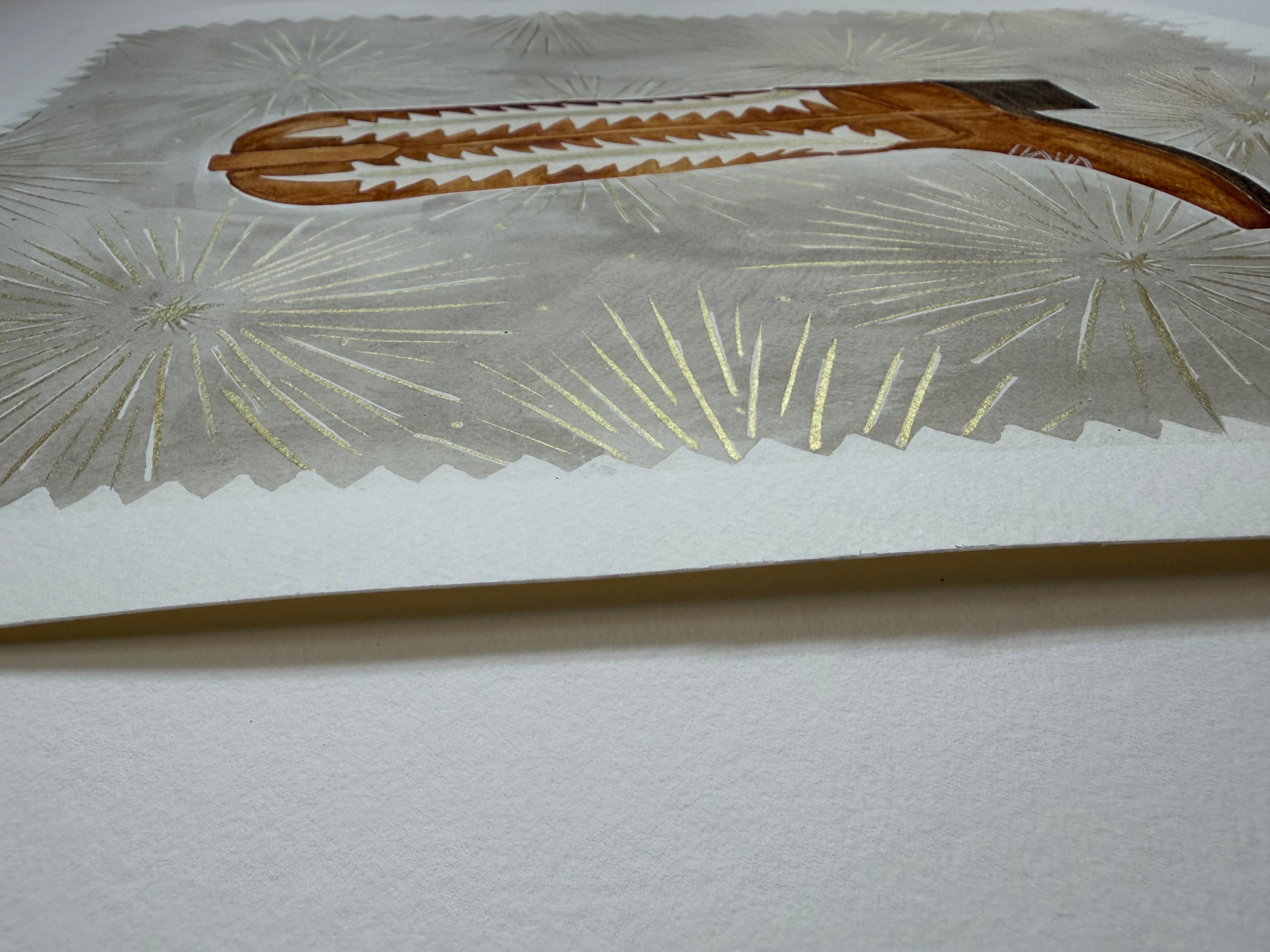 side view of western boot watercolor with metallic details