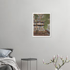 Fine art print, Rooted in Place, by Texas artist Jenny Wagner shown on a bedroom wall. Available in multiple sizes.