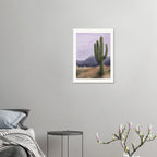 Western fine art print Lavender Horizon by Texas artist Jenny Wagner shown on a bedroom wall