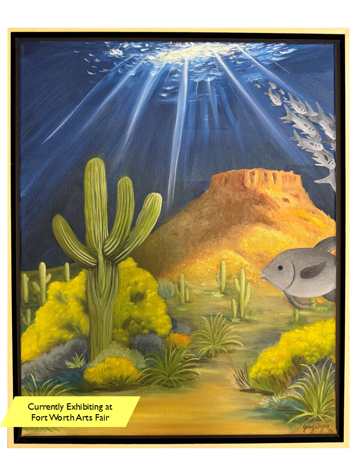 Surreal western landscape painting in oil by Texas artist Jenny Wagner.