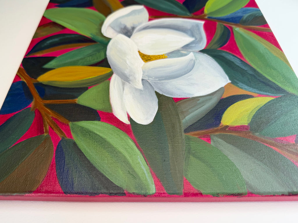 Magnolias in Pink | Original Acrylic Painting, 12x12