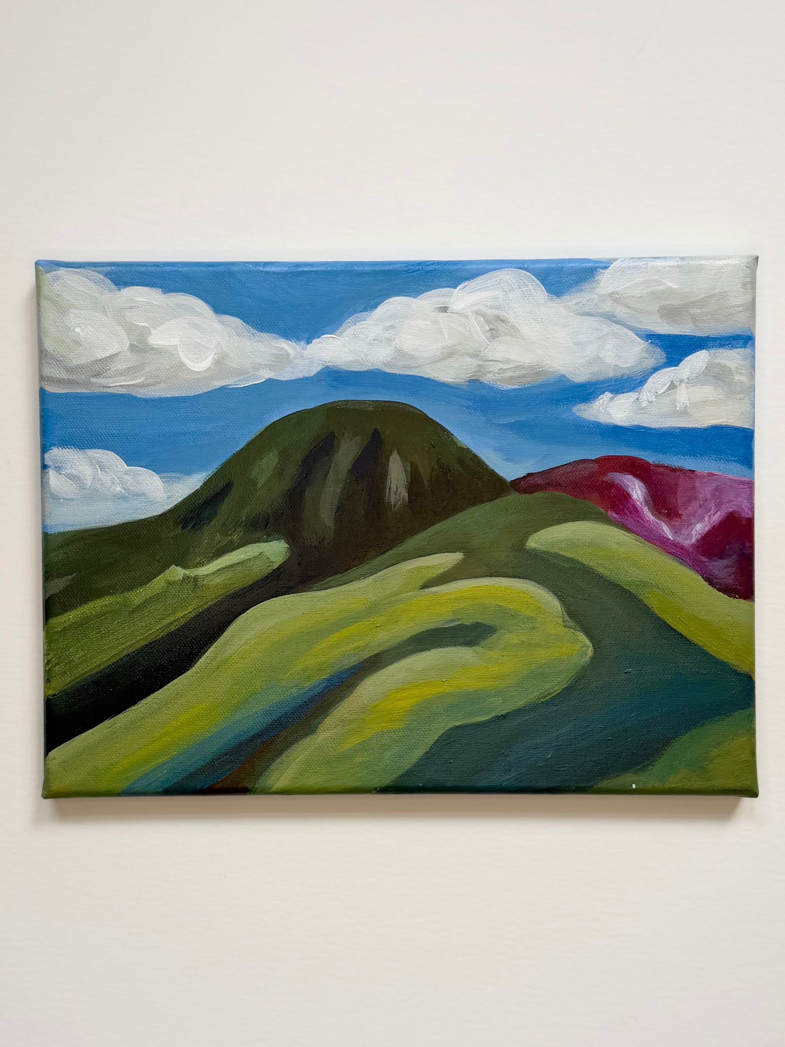 Original 9x12 acrylic painting "San Juan Summer" depicts the vibrant colors of the mountains in the summer